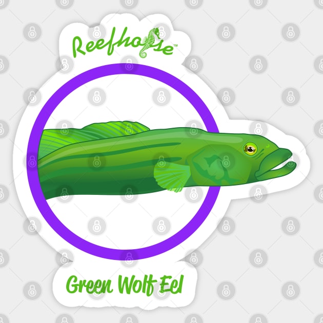 Green Wolf Eel Sticker by Reefhorse